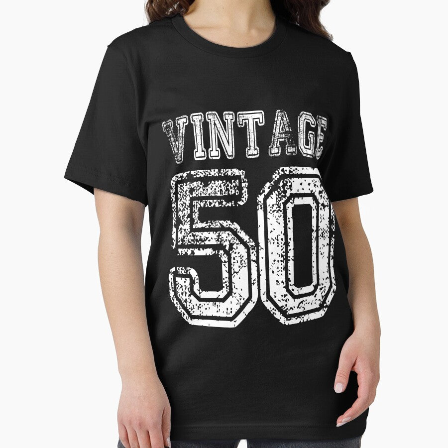 Vintage 50 2050 1950 Birthday Gift Age Year Old Boy Girl Cute Funny Man Woman Jersey Style by arcadetoystore