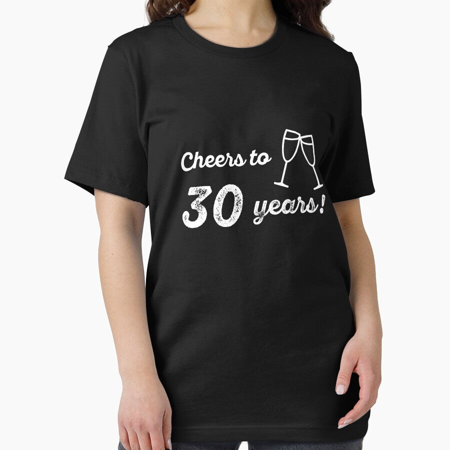 Cheers to 30 Years Shirt Funny 30th Birthday Great Gift for Friend or Family Unisex Short-Sleeve Jersey Tee by Panda Branda