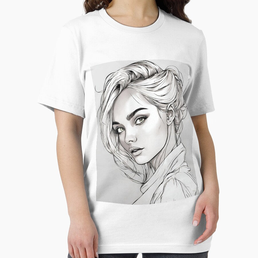 Monochrome Mastery: Abstract Portrait Line Art in Black & White - Carrey by BPMagic