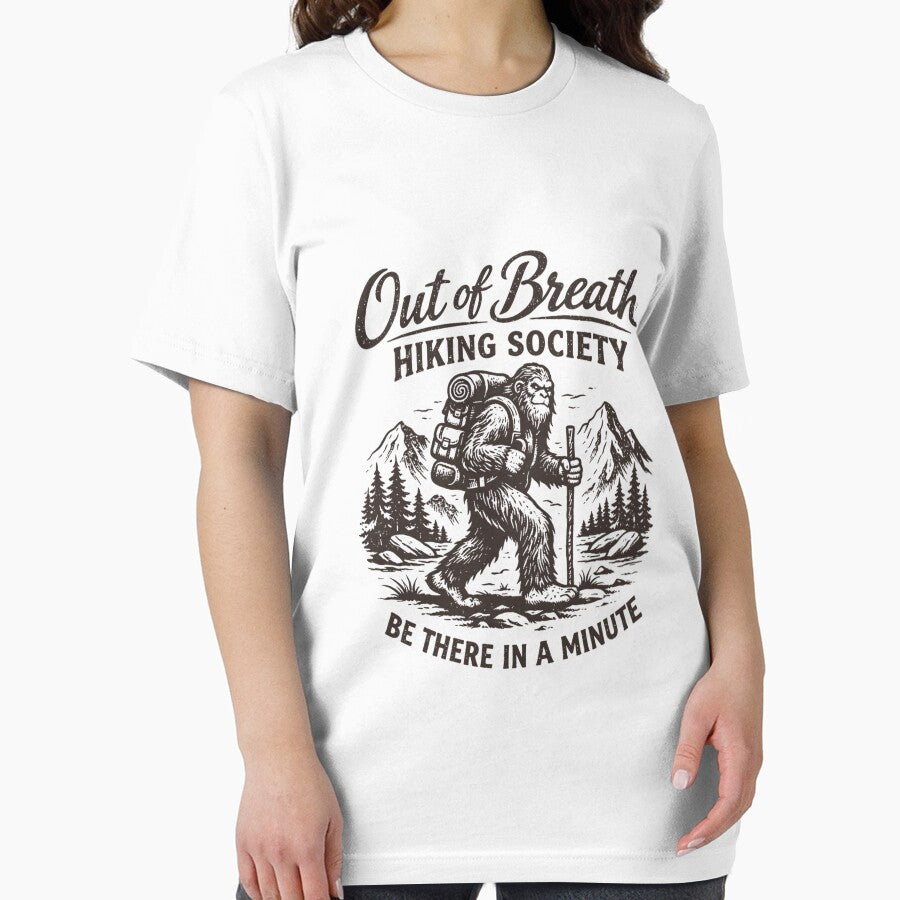 Out of Breath Hiking Society Hike Nature Lover Funny Bigfoot Long Sleeve by mjohnson9 Unisex , , , Long Sleeve Tee