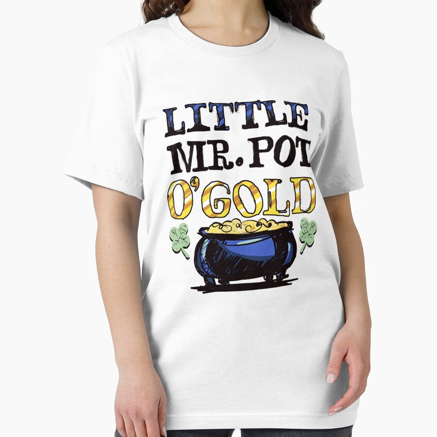Little Mr. Pot Of Gold Clover Graphic Long Sleeve by BaseLance Unisex , , , Long Sleeve Tee