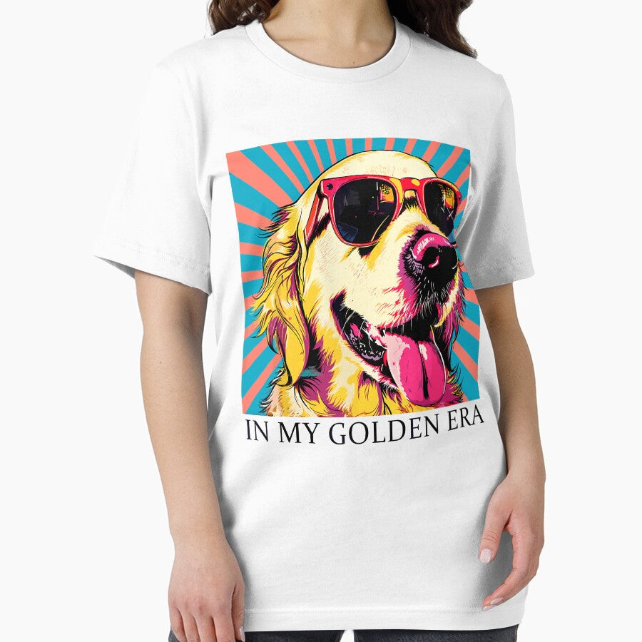 In My Golden Era Funny Golden Retriever 70s Retro Sunglasses Graphic by Glow-Paw-Studio Unisex , , , Long Sleeve Tee
