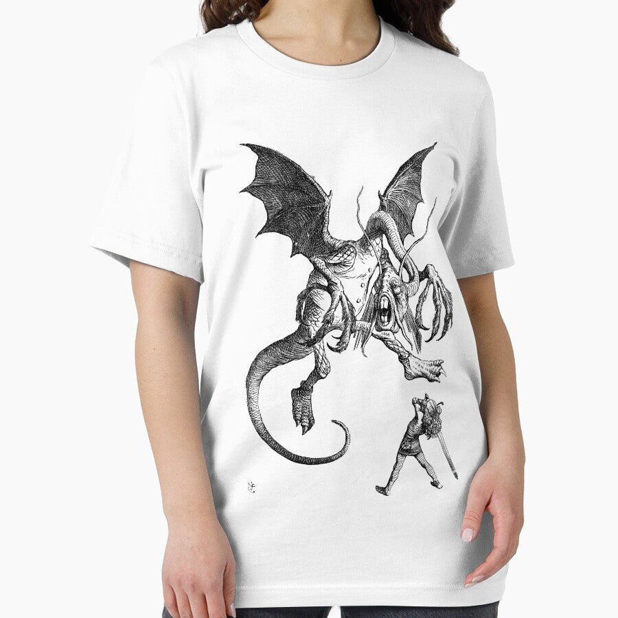 Alice and the Jabberwocky - Alice in Wonderland - Vintage Art by RickE Unisex , , , Long Sleeve Tee