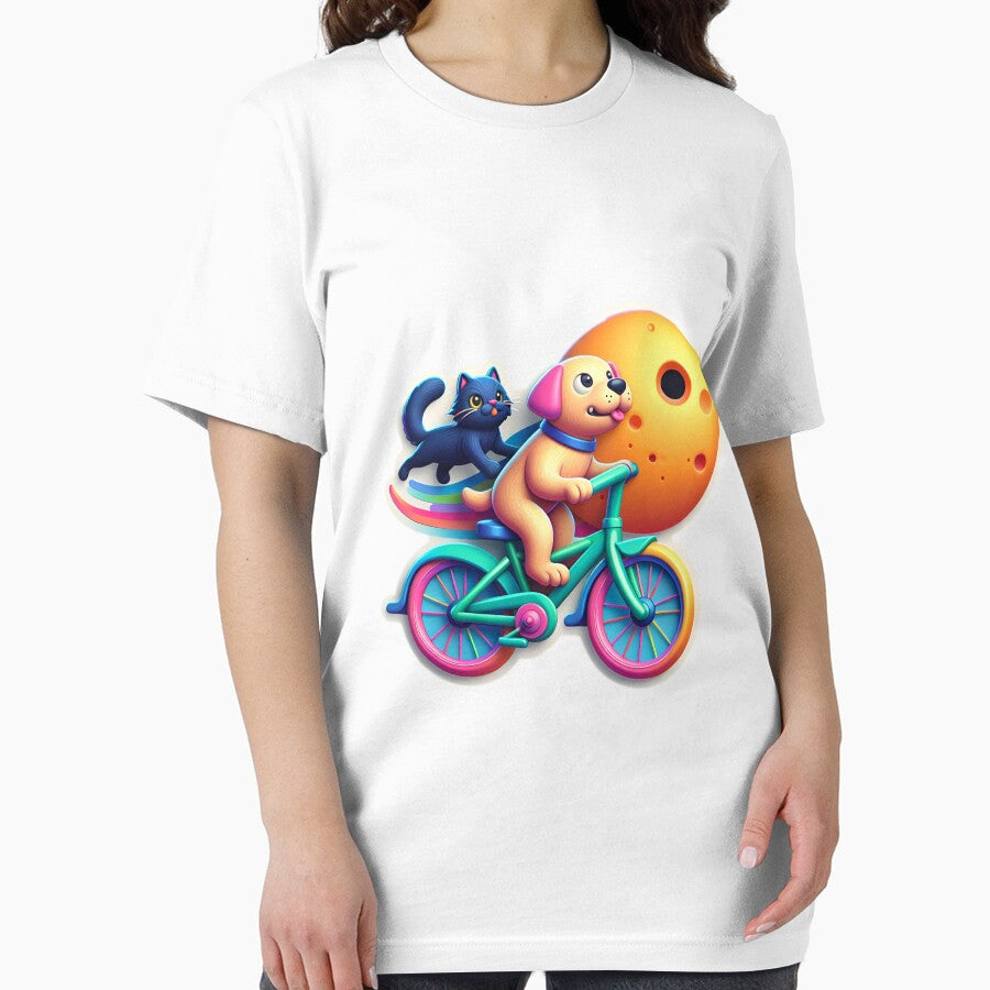 Dog riding cycle with cat design #040420241 by NCNGDESIGN Unisex , , , Long Sleeve Tee