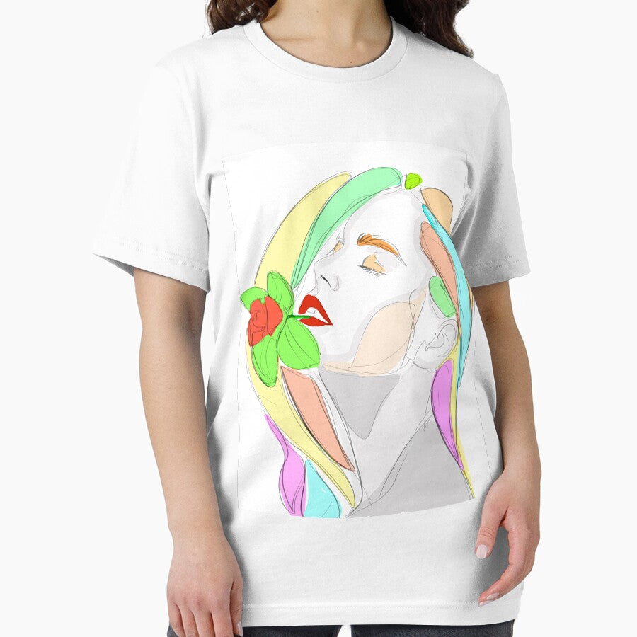 Woman with rose  -line art by ajcoolius