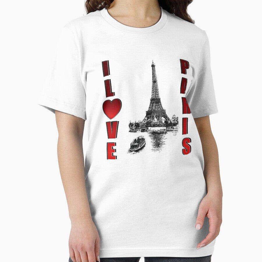 I Love Paris with Eiffel Tower by Jumboprint Unisex , , , Long Sleeve Tee