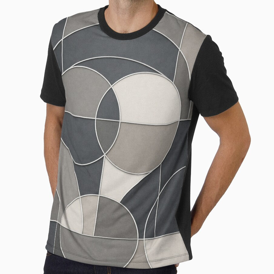 Silver Accent Geometric Minimal Wallpaper by Ve & Co Unisex , , , Long Sleeve Tee