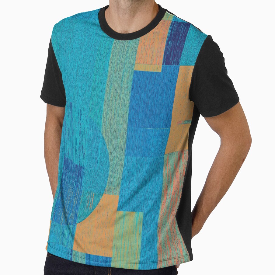 Modern Retro Geometric Blue Orange Green by jocelynsart