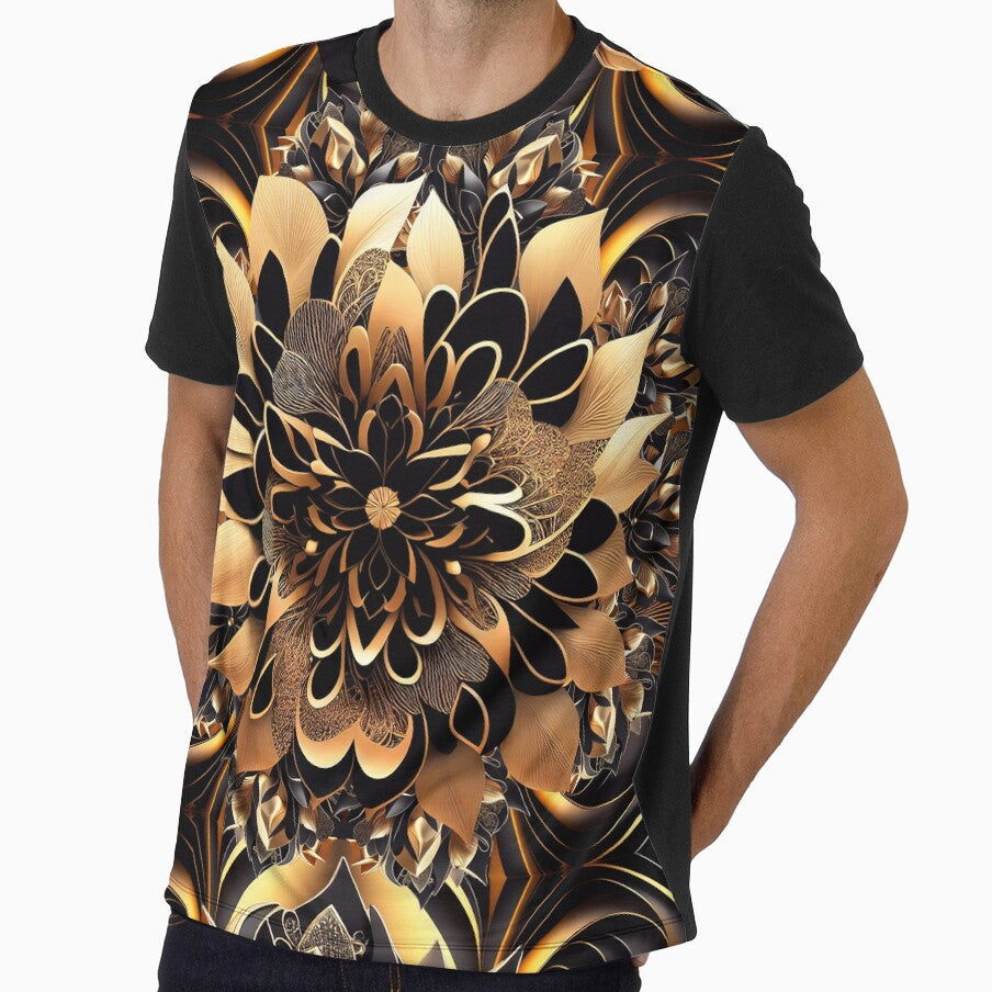 Elegant Luxury Golden Floral Abstract Art by SyanArt Unisex , , , Long Sleeve Tee