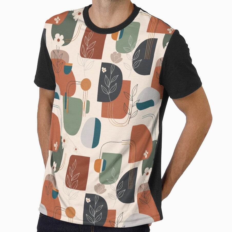 Modern Abstract Floral Pattern Earth Tone Geometric Design by Pattern Vista Studio