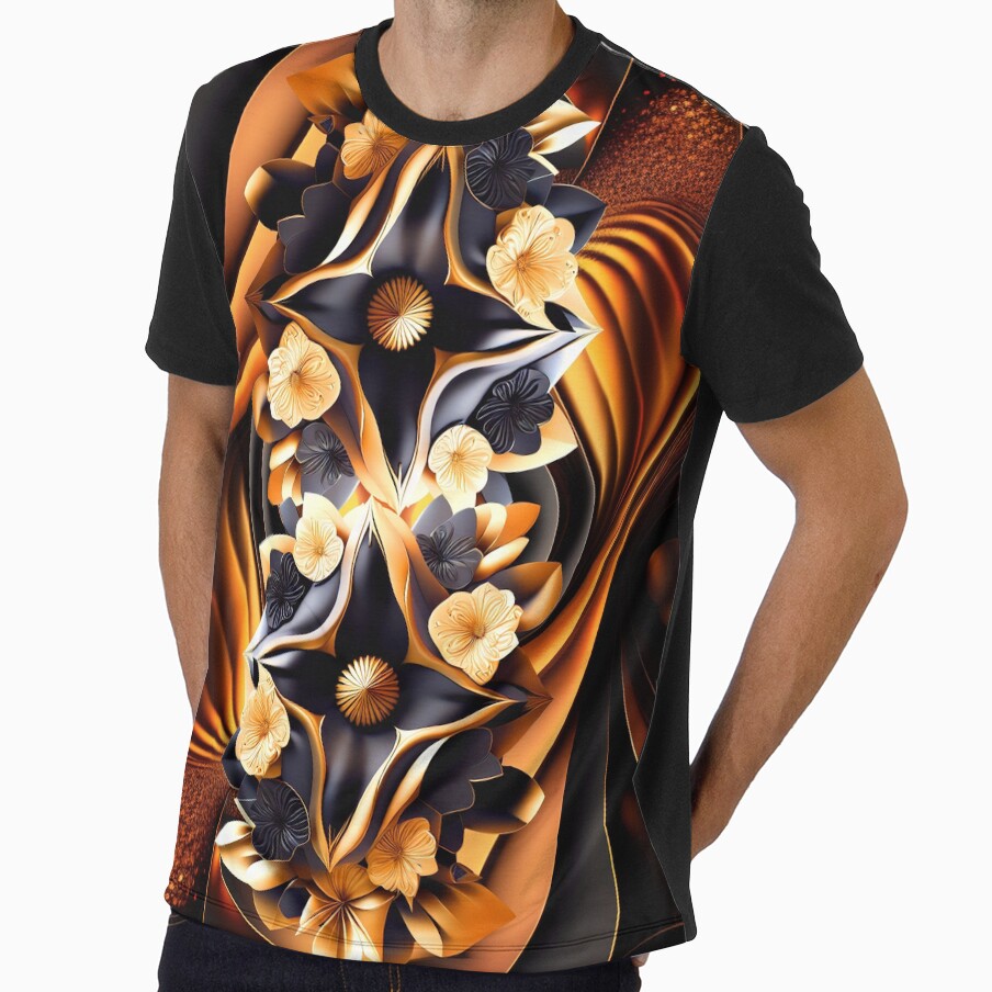 Luxury Golden Floral Abstract rich colors art by SyanArt Unisex , , , Long Sleeve Tee
