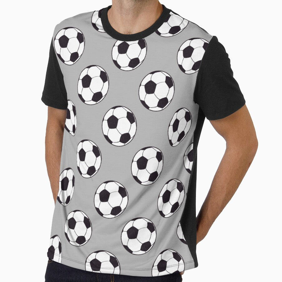 Simple Brushwork Soccer Ball (Grey Background) by KharaFox Design Unisex , , , Long Sleeve Tee