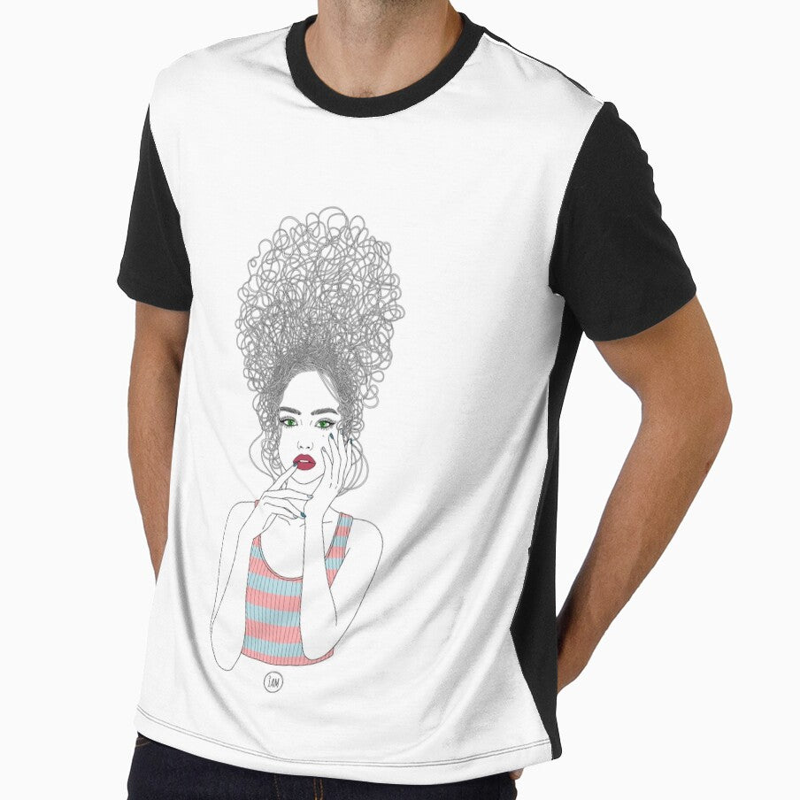 Elegant Female Portrait Long Hair Line Art Illustration by IAM-ART-STUDIO