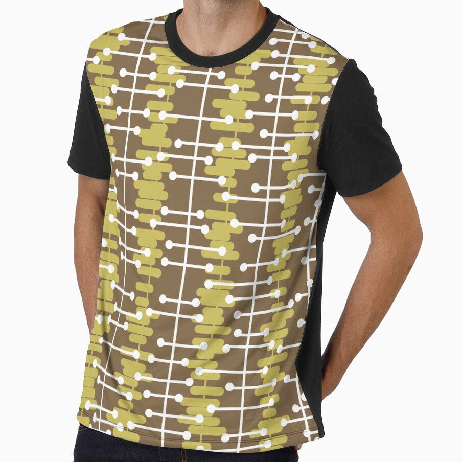 1950s Retro Abstract Lines Brown Yellow by thepixelgarden