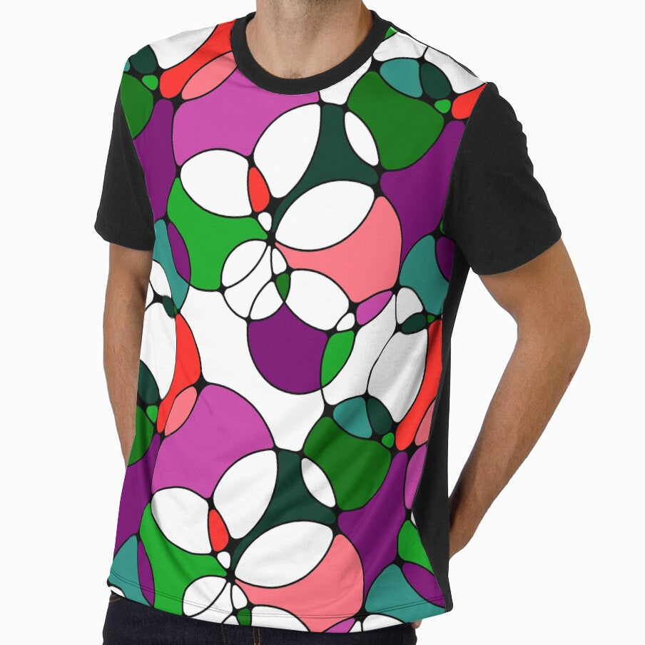 Neurographic Joy Abstract Overlapping Shapes Coral Red Magenta Purple Green by thecolorbirdie