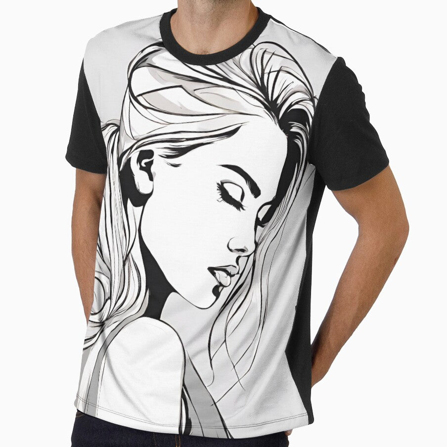 Monochrome Mastery: Abstract Portrait Line Art in Black & White - Robin by BPMagic