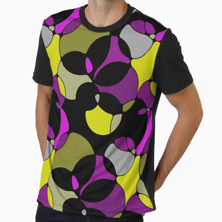 Neurographic Joy Abstract Overlapping Shapes Magenta Lemon Yellow Purple Black by thecolorbirdie