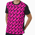 black and hot pink abstract bone circle organic shape pattern by Ray Loka Unisex , , , Long Sleeve Tee