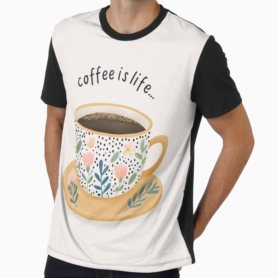 Coffee Is Life Floral Coffee Cup Illustration by BobaBunny76