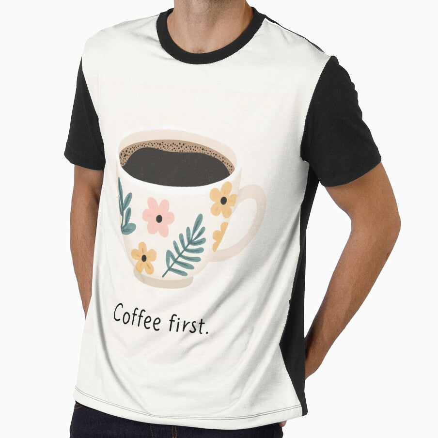 Coffee First Floral Coffee Cup Icon Illustration by BobaBunny76