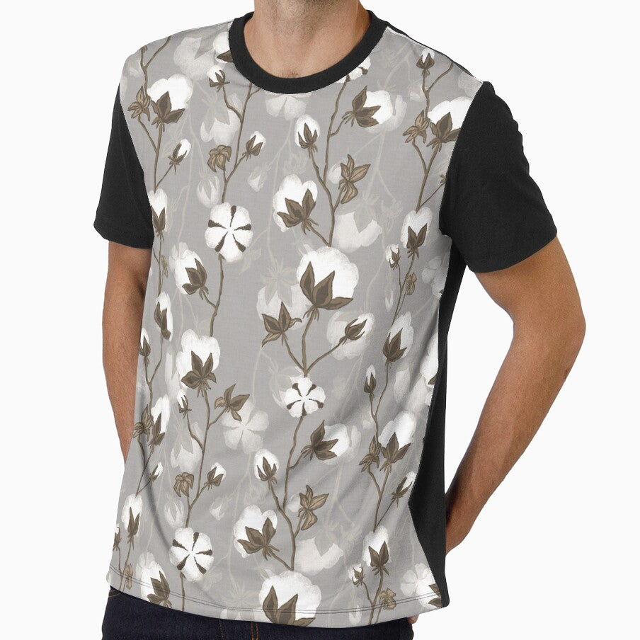 Delicate Cotton Pods on beige-grey by Kate Vasilchenko Art & Design Unisex , , , Long Sleeve Tee