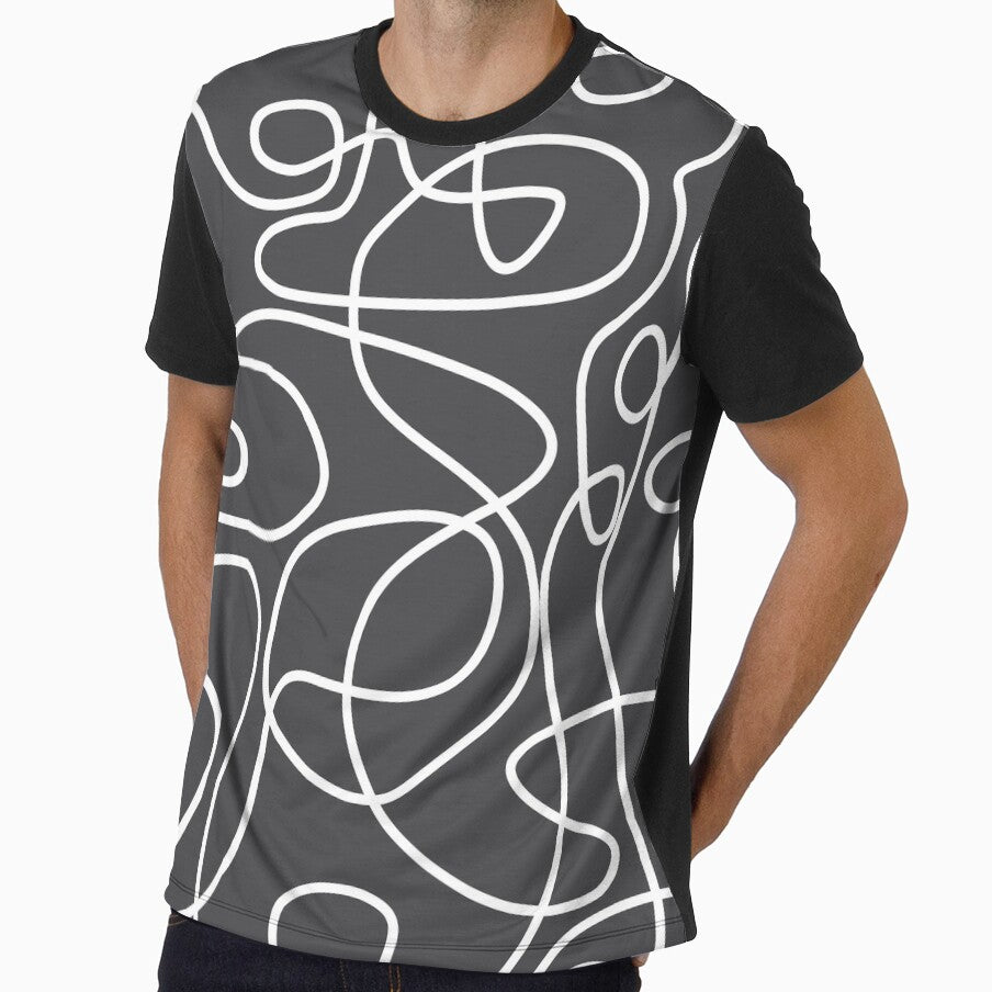 Doodle Line Art Pattern | White on Graphite by itsjensworld