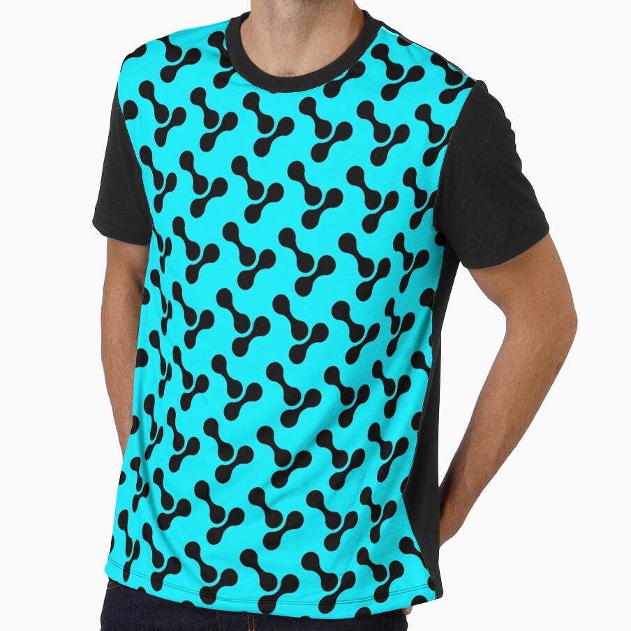 black and cyan light blue neon blue abstract bone circle organic shape pattern by Ray Loka