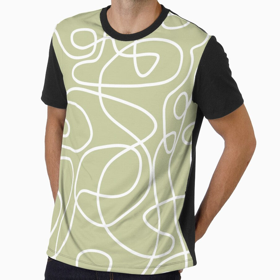 Doodle Line Art Pattern | White on Pale Pistachio by itsjensworld