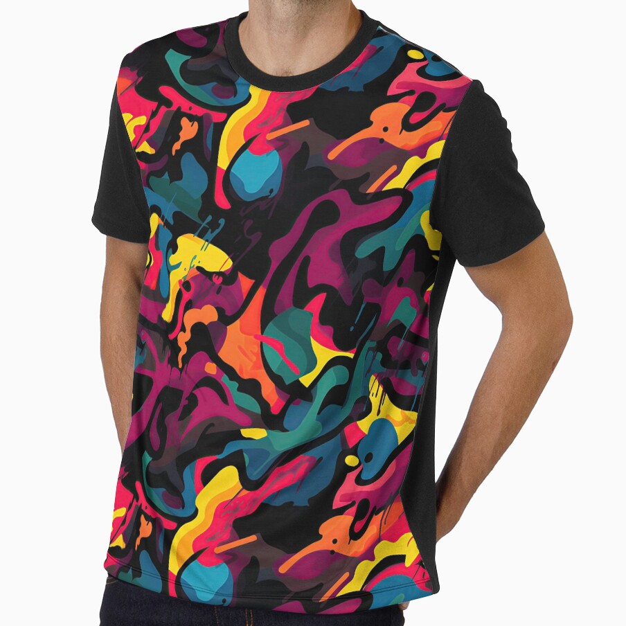 Colorful Graffiti Camoflauge Pattern by Teravill Unisex , , , Long Sleeve Tee