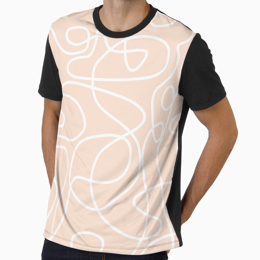 Doodle Line Art Pattern | White on Peach by itsjensworld