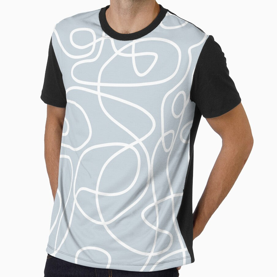 Doodle Line Art Pattern | White on Dusty Blue by itsjensworld