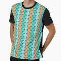 Retro Boxy Lines Pattern - Teal Blue Orange by QuestingPixel