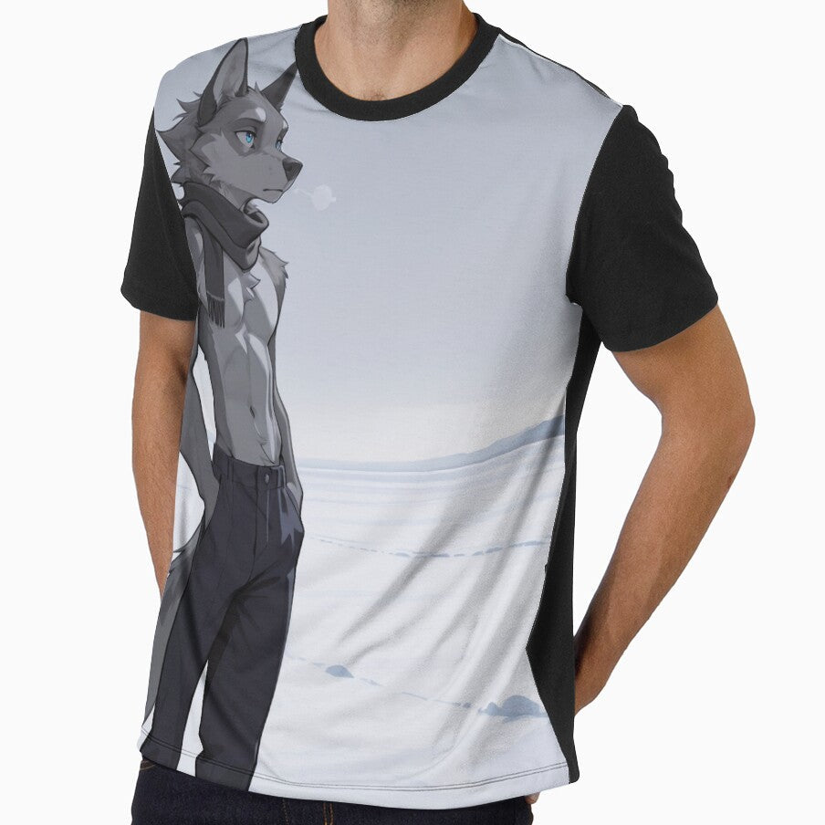 Anthro Wolf Snow Field | Furry Art Winter Minimalist Cool Aesthetic by LexYote Unisex , , , Long Sleeve Tee