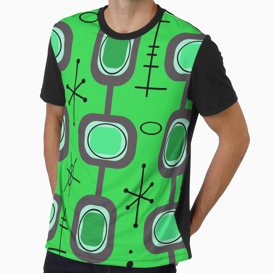Space Age Geometric Art Green by thepixelgarden