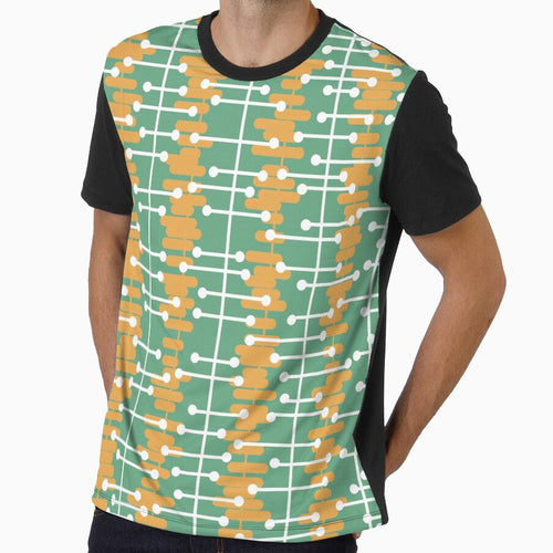 1950s Retro Abstract Lines Green Orange by thepixelgarden