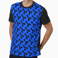 black and blue abstract bone circle organic shape pattern by Ray Loka Unisex , , , Long Sleeve Tee