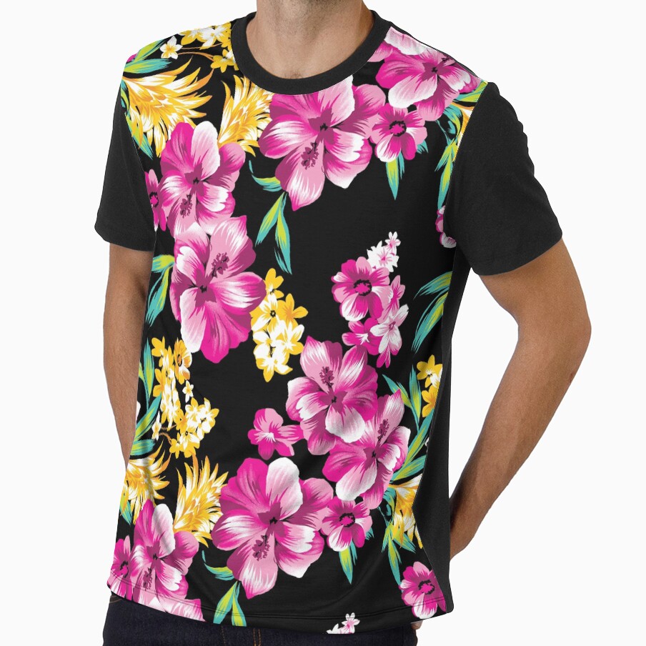 Drive You Mad Hibiscus Pattern by sarodigiart Unisex , , , Long Sleeve Tee