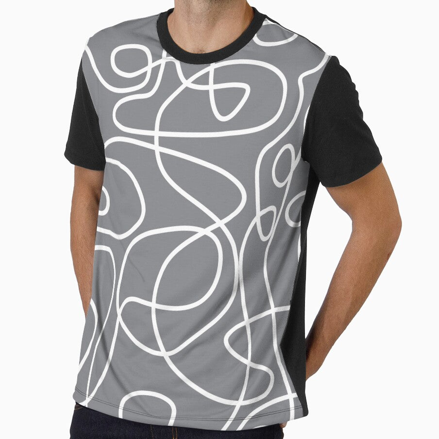 Doodle Line Art Pattern | White on Gray by itsjensworld