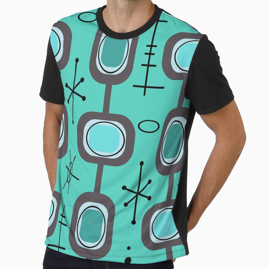 Space Age Geometric Art Aquamarine by thepixelgarden
