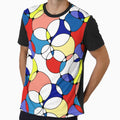 Neurographic Joy Abstract Overlapping Shapes Red Yellow Blue Peach by thecolorbirdie