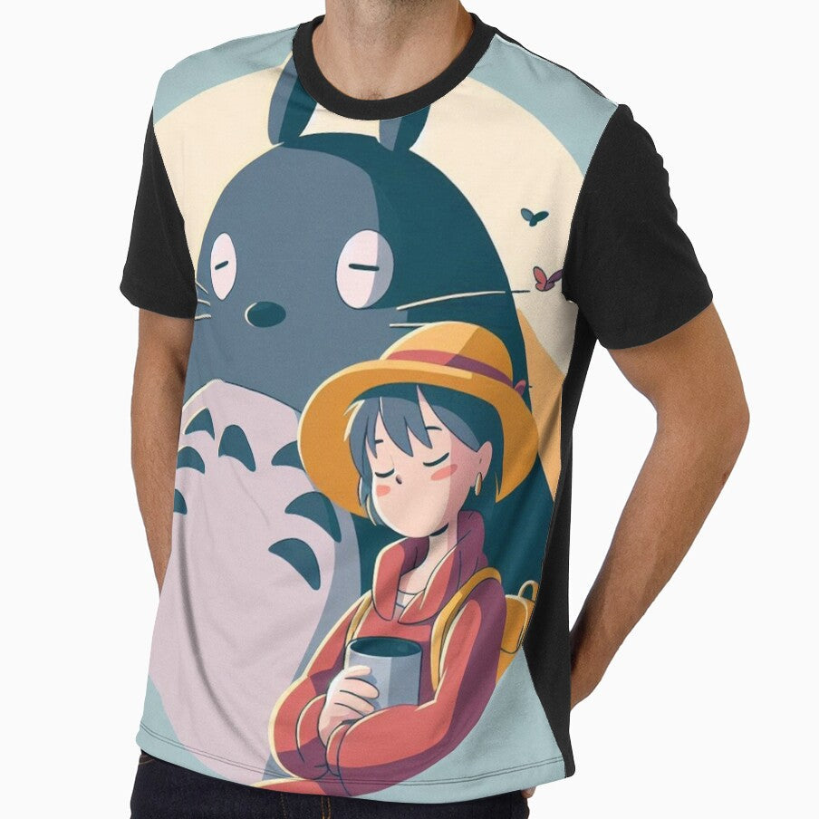 Studio Ghibli Totoro & Girl Illustration – Peaceful Anime Companionship Art by AnimeHarbor