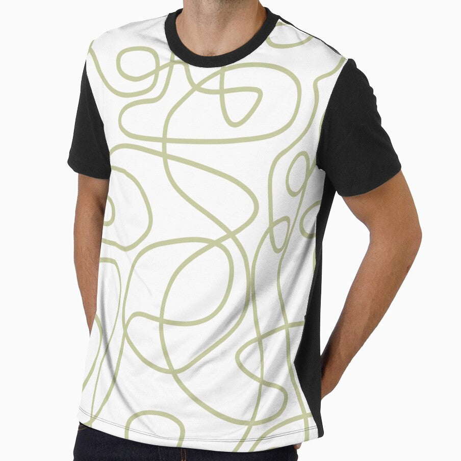 Doodle Line Art Pattern | Pale Pistachio on White by itsjensworld