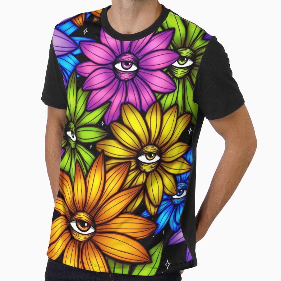 Trippy Flowers , Rainbow Floral Art , Weird Art , Psychedelic Art , Trippy Eyes by DelylahCreates