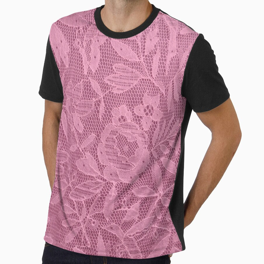 Vintage Floral Lace - Pink by KeksWorkroom Unisex , , , Long Sleeve Tee