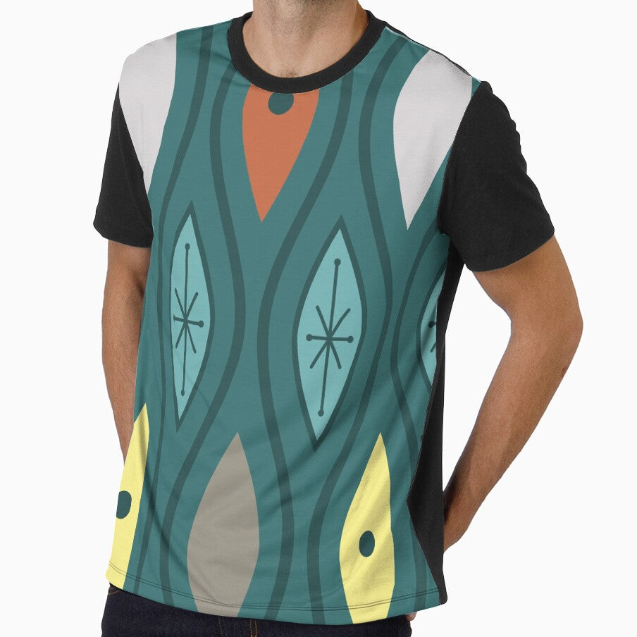 Retro Mid Century Modern Wavy Lines Teal by thepixelgarden