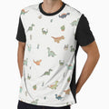 Evoke a natural and fresh atmosphere: Cartoon dinosaurs and floral patterns in a tiled layout. by SML(Smiling Cool) PinkBubble