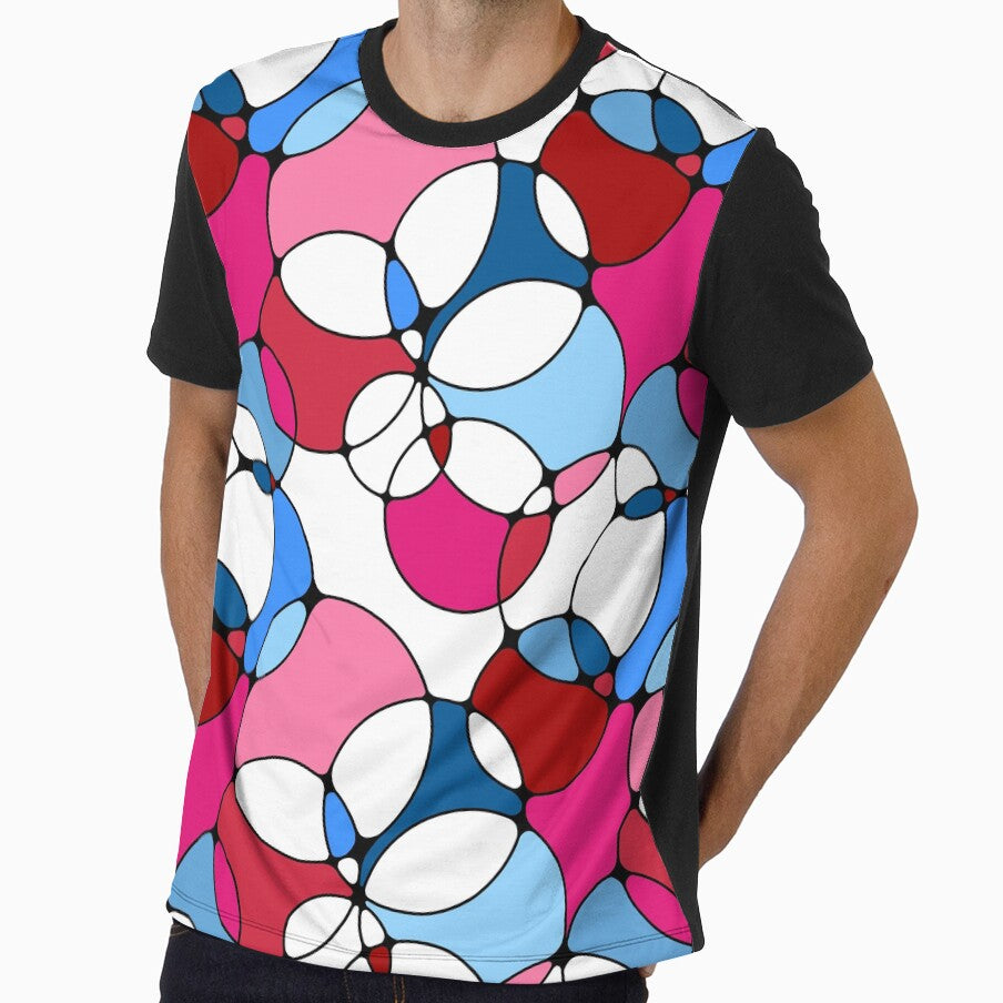 Neurographic Joy Abstract Overlapping Shapes Red Pink Magenta Blue by thecolorbirdie