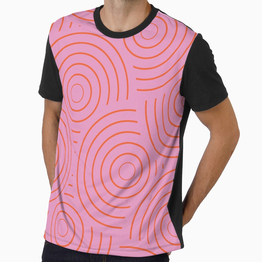 Retro Line Art Overlapping Circles Pattern in Pink And Orange by Yasminepatterns