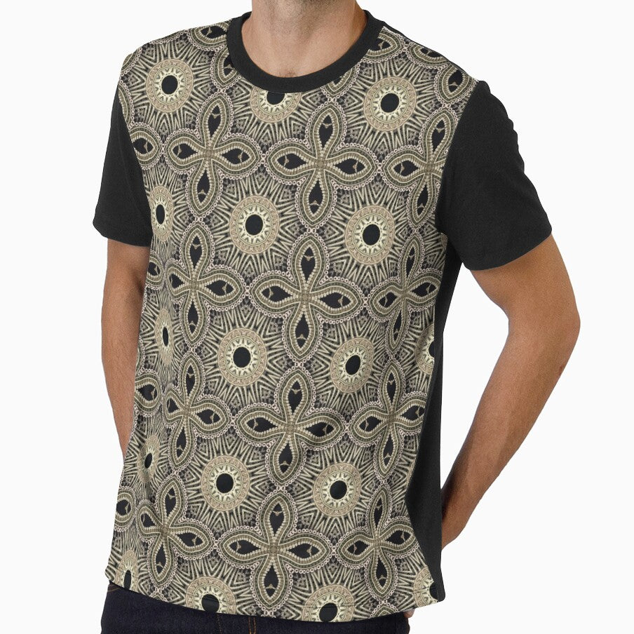 Classic symmetrical pattern olive green and biege Arabic style earthy tones - Patterns by OwlWorks