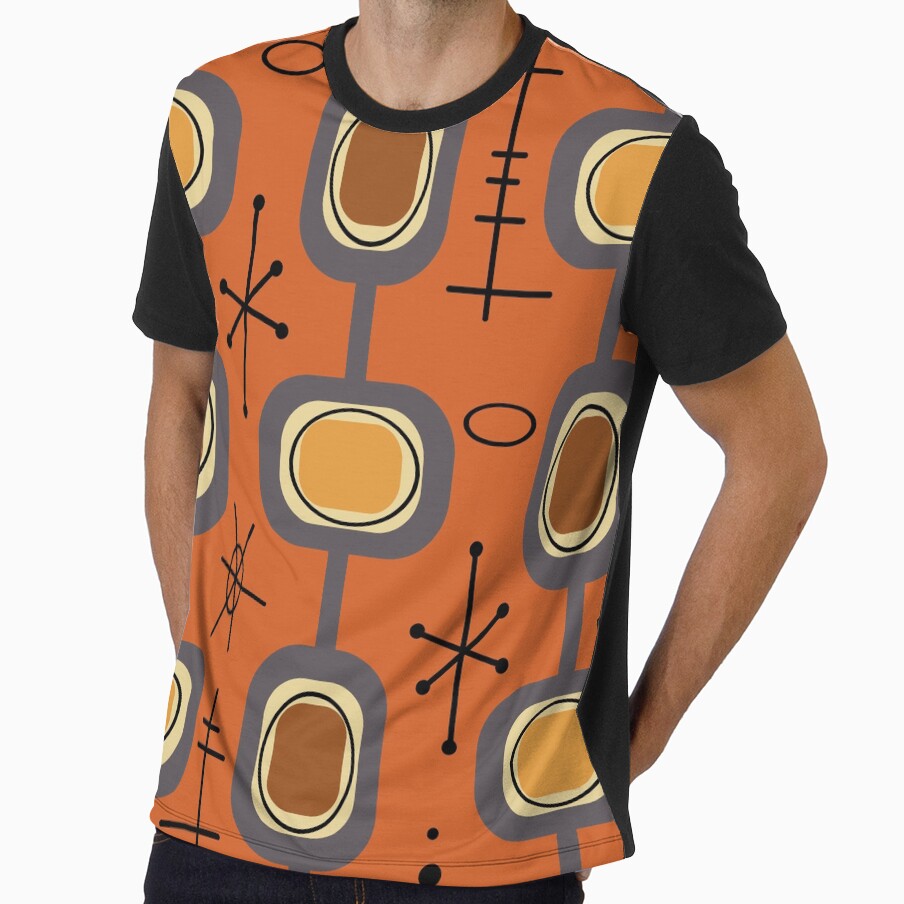 Space Age Geometric Art Burnt Orange by thepixelgarden